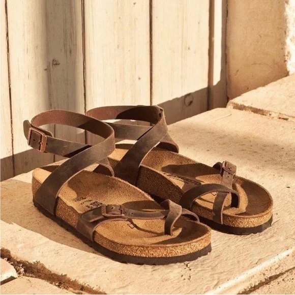 NWT Birkenstock Yara Habana brown leather Women’s size 38 US 7-7.5 sandals - Picture 3 of 7